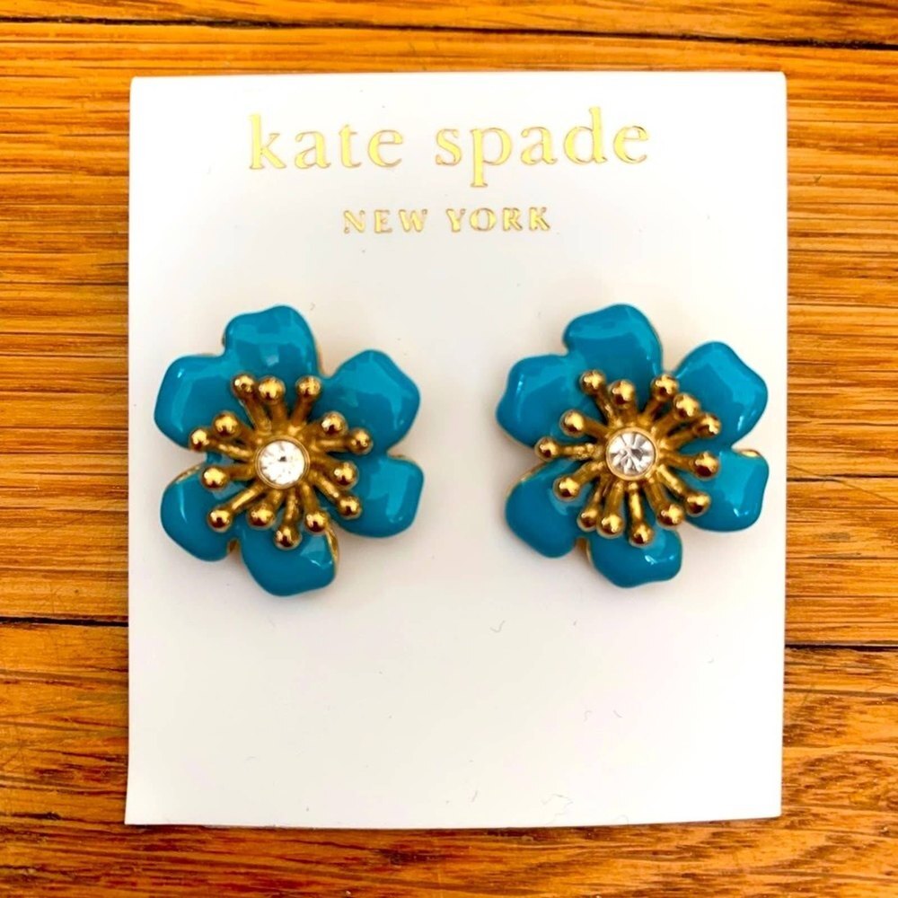 Kate Spade blue flower earrings - Picture 2 of 5